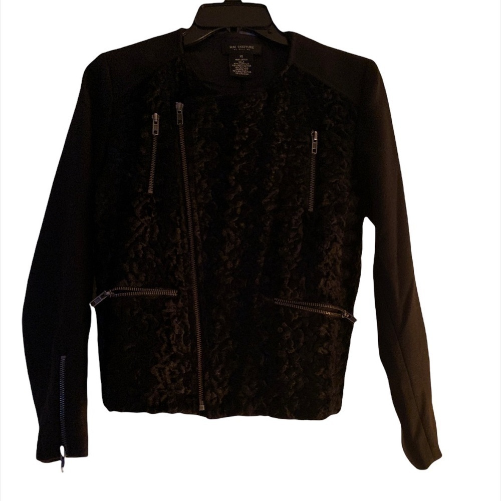 Mm couture by miss me fleece mix biker jacket